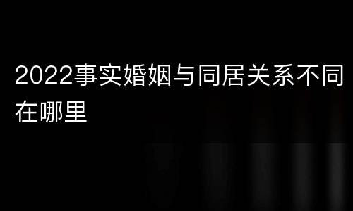 2022事实婚姻与同居关系不同在哪里