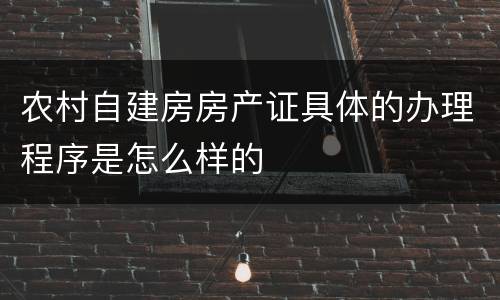 农村自建房房产证具体的办理程序是怎么样的