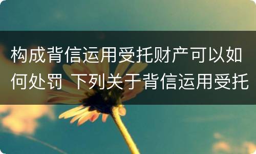 构成背信运用受托财产可以如何处罚 下列关于背信运用受托财产罪的说法中正确的是