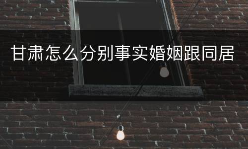 甘肃怎么分别事实婚姻跟同居