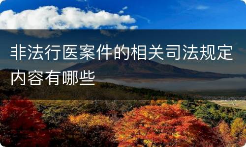 非法行医案件的相关司法规定内容有哪些