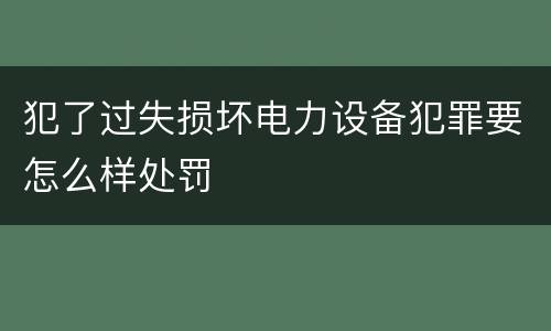 犯了过失损坏电力设备犯罪要怎么样处罚