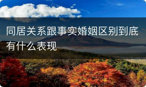 同居关系跟事实婚姻区别到底有什么表现