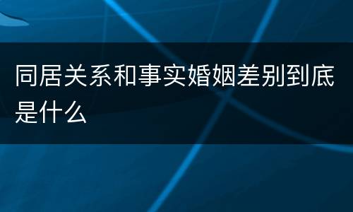 同居关系和事实婚姻差别到底是什么