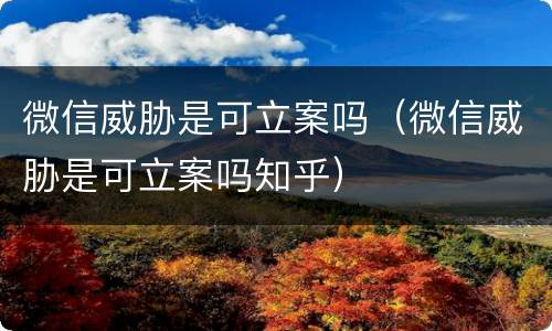 微信威胁是可立案吗（微信威胁是可立案吗知乎）