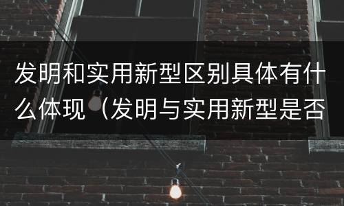 发明和实用新型区别具体有什么体现（发明与实用新型是否具有实用性）