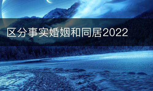 区分事实婚姻和同居2022
