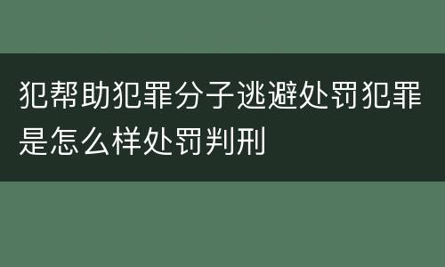 犯帮助犯罪分子逃避处罚犯罪是怎么样处罚判刑