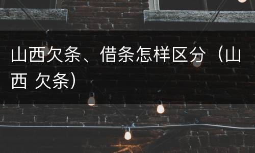 山西欠条、借条怎样区分（山西 欠条）
