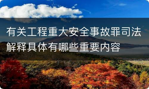有关工程重大安全事故罪司法解释具体有哪些重要内容