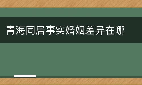 青海同居事实婚姻差异在哪
