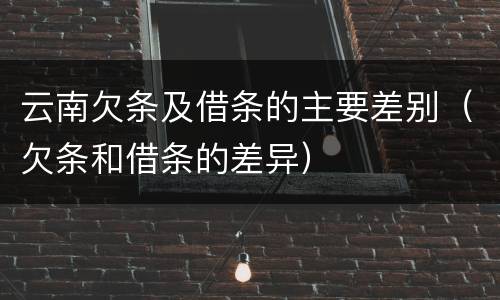 云南欠条及借条的主要差别（欠条和借条的差异）