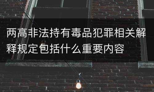 两高非法持有毒品犯罪相关解释规定包括什么重要内容