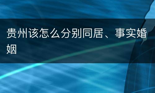 贵州该怎么分别同居、事实婚姻