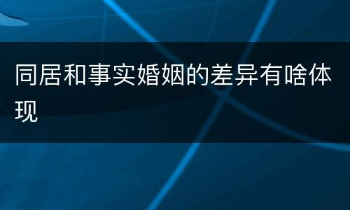 同居和事实婚姻的差异有啥体现