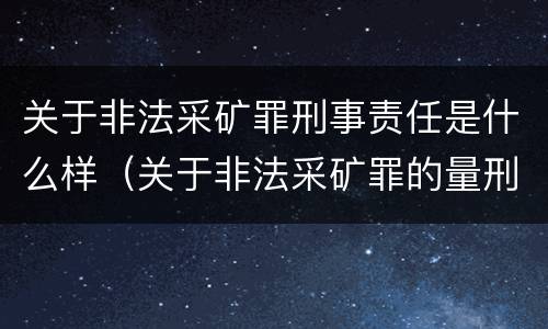关于非法采矿罪刑事责任是什么样（关于非法采矿罪的量刑标准）