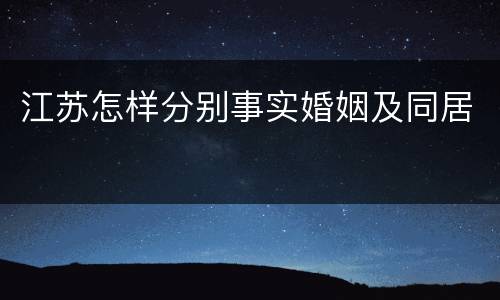江苏怎样分别事实婚姻及同居