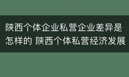 陕西个体企业私营企业差异是怎样的 陕西个体私营经济发展综合服务平台