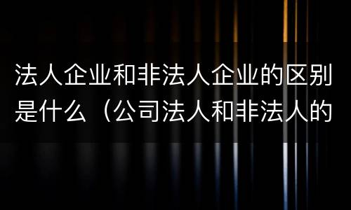 法人企业和非法人企业的区别是什么（公司法人和非法人的区别）