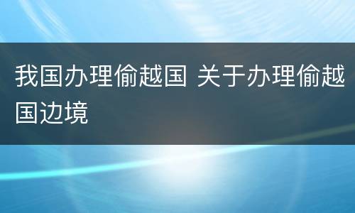 我国办理偷越国 关于办理偷越国边境