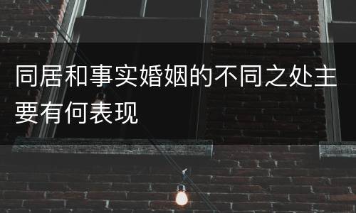 同居和事实婚姻的不同之处主要有何表现