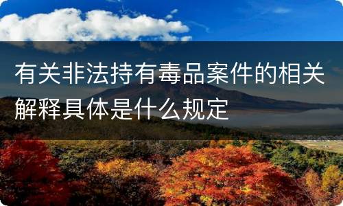 有关非法持有毒品案件的相关解释具体是什么规定