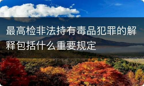 最高检非法持有毒品犯罪的解释包括什么重要规定