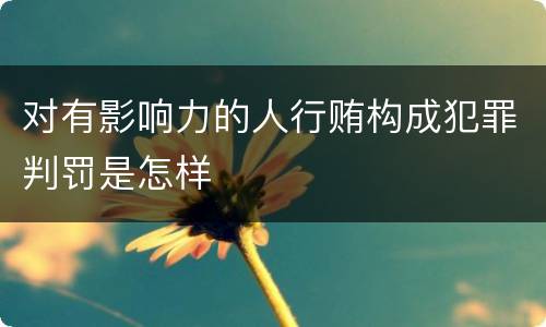 对有影响力的人行贿构成犯罪判罚是怎样
