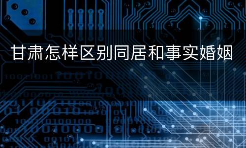 甘肃怎样区别同居和事实婚姻