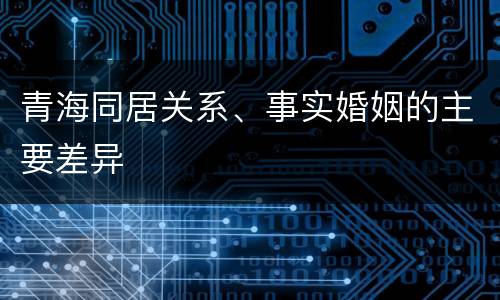青海同居关系、事实婚姻的主要差异