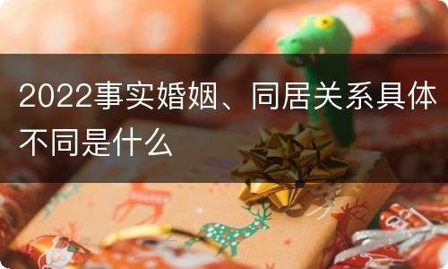 2022事实婚姻、同居关系具体不同是什么