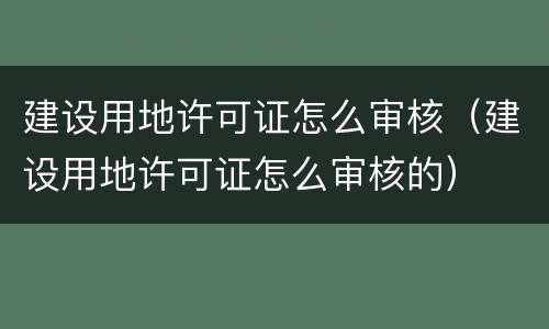 建设用地许可证怎么审核（建设用地许可证怎么审核的）