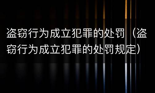 盗窃行为成立犯罪的处罚（盗窃行为成立犯罪的处罚规定）