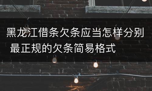 黑龙江借条欠条应当怎样分别 最正规的欠条简易格式