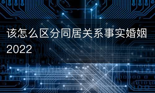 该怎么区分同居关系事实婚姻2022