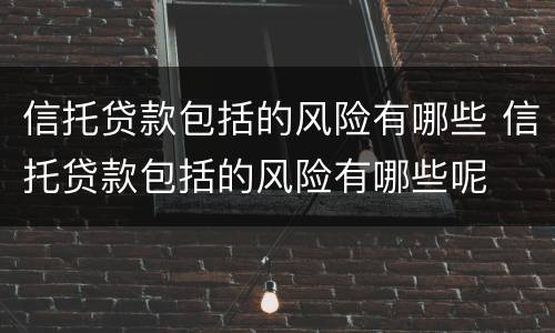 信托贷款包括的风险有哪些 信托贷款包括的风险有哪些呢