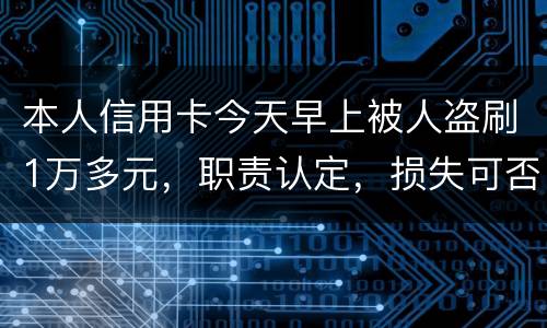 本人信用卡今天早上被人盗刷1万多元，职责认定，损失可否还能追讨去