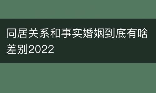 同居关系和事实婚姻到底有啥差别2022