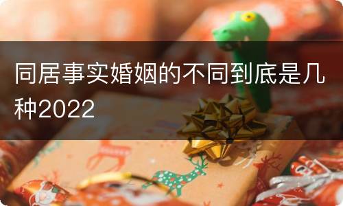 同居事实婚姻的不同到底是几种2022