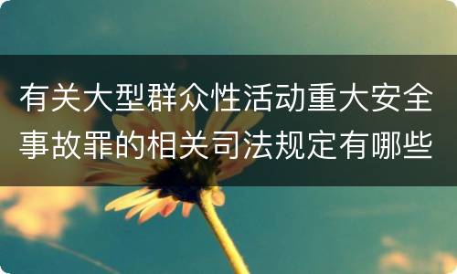 有关大型群众性活动重大安全事故罪的相关司法规定有哪些重要内容