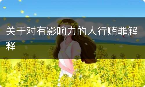 关于对有影响力的人行贿罪解释