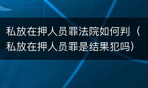 私放在押人员罪法院如何判（私放在押人员罪是结果犯吗）