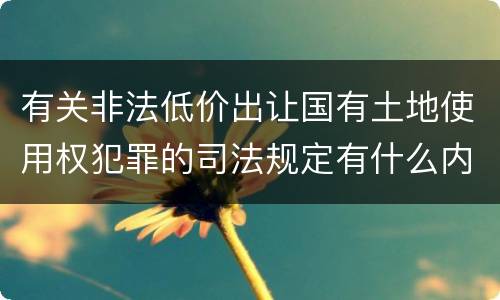 有关非法低价出让国有土地使用权犯罪的司法规定有什么内容