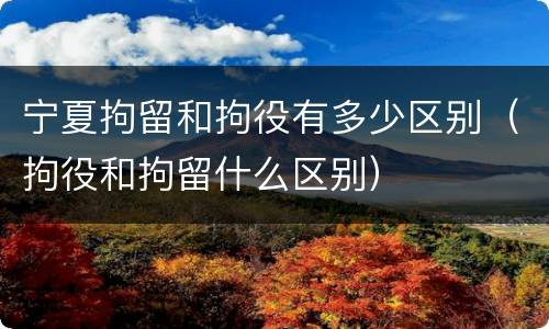 宁夏拘留和拘役有多少区别（拘役和拘留什么区别）