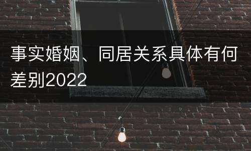 事实婚姻、同居关系具体有何差别2022