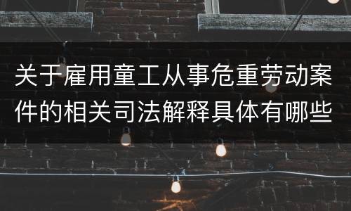 关于雇用童工从事危重劳动案件的相关司法解释具体有哪些重要内容