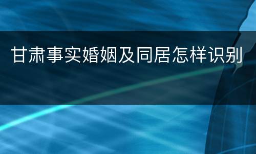 甘肃事实婚姻及同居怎样识别