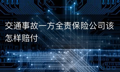 交通事故一方全责保险公司该怎样赔付