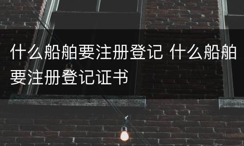 什么船舶要注册登记 什么船舶要注册登记证书