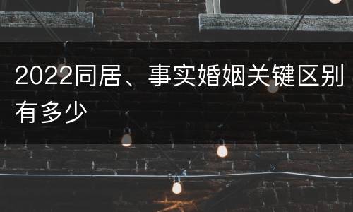 2022同居、事实婚姻关键区别有多少